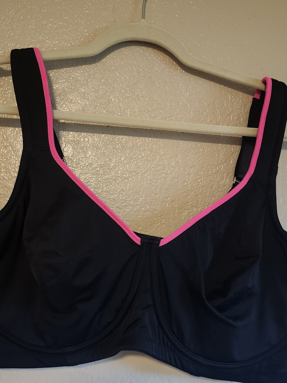 Breezies Black Swim Top with Hot Pink Trim